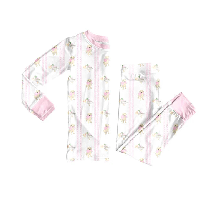 Preorder(moq 5) Baby Girls Hearts Ducks Dogs Top Pants Valentine Pajamas Sets 10.9
