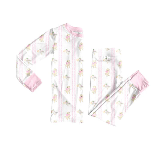 Preorder(moq 5) Baby Girls Hearts Ducks Dogs Top Pants Valentine Pajamas Sets 10.9