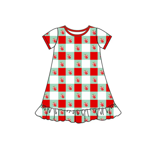 Preorder(moq 5) Baby Girls Bows Strawberry Valentine Ruffle Knee Length Dresses 10.15