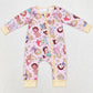 Baby Infant Girls Rompers Cartoon Long Sleeve Zip Bamboo Rompers LR0968