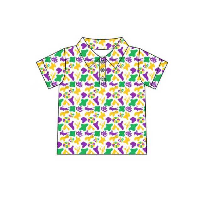 Preorder (moq 5)Baby Boys Camo Masks Donuts Button Mardigras Polo Shirts Top 9.20