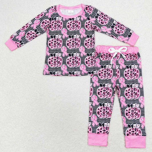 Baby Girls Pajamas Halloween Pink Pumpkin October Shirt Pants Pajamas Sleepwear Sets GLP1183