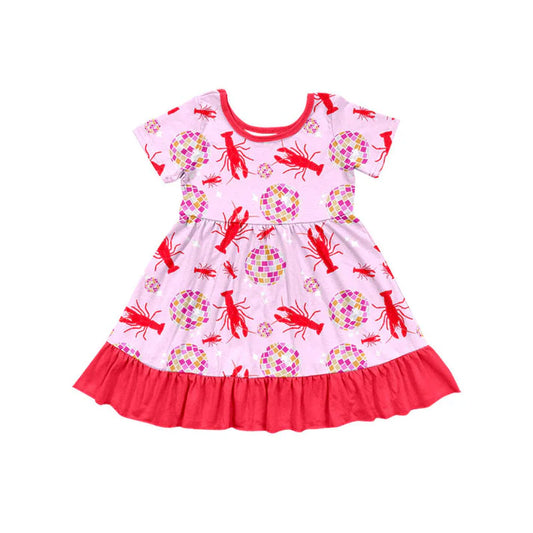 Preorder(moq 5) Baby Girls Crayfishes Balls Ruffle Knee Length Dresses 11.13