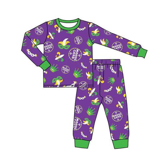 Preorder(moq 5) Baby Boys Anchors Masks Top Pants Mardigras Pajamas Sets 10.15