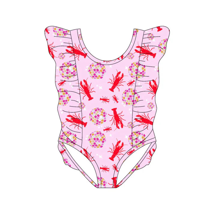 Preorder(moq 5) Baby Girls Crayfishes Balls Ruffle Swimsuits 11.13