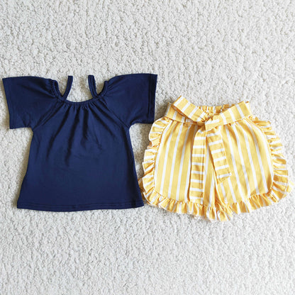 Boutique Baby Girl Clothes Set Belt Design Cute Girls Summer Clothing D7-28