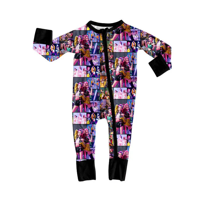 Preorder (moq 5)Baby Girls Long Sleeve Cartoon Girls Zipper Footie Rompers 10.11