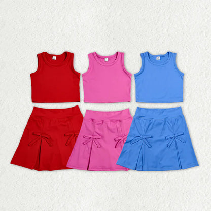Sibling Baby Girls Sleeveless Vest Top Skirt Short Yoga Active Clothes Sets