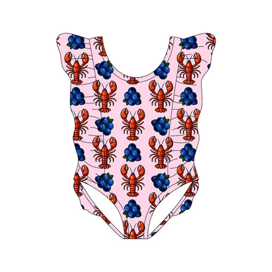 Preorder(moq 5) Baby Girls Crayfishes Blueberry Ruffle Rompers 11.13