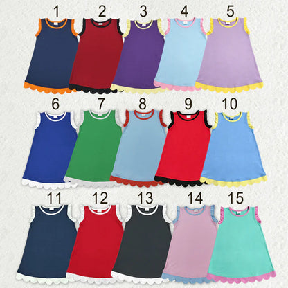Sibling Baby Girls Sleeveless Scallop Knee Length Dresses