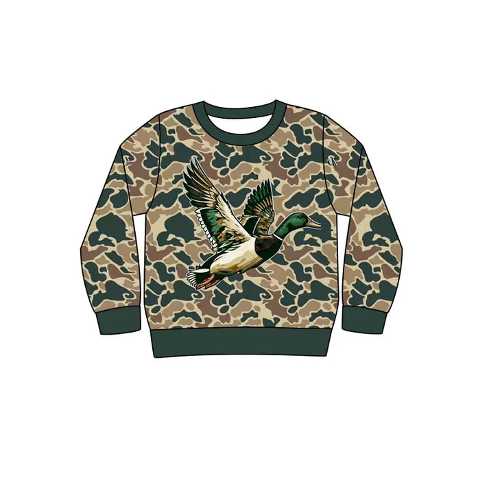 Preorder(moq 5) Baby Boys Green Ducks Camo Hunting Tee Shirts Top 10.24