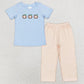 Baby Girls Clothes Embroidery Blue Pumpkins Tunic Top Ruffle Pants Sets GSPO1534