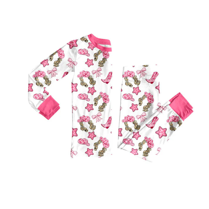 Preorder(moq 5) Baby Girls Stars Hats Boots Top Pants Western Pajamas Sets 10.30