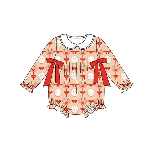 Preorder(moq 5)Baby Infant Christmas Reindeer Bows Long Sleeve Rompers 8.11