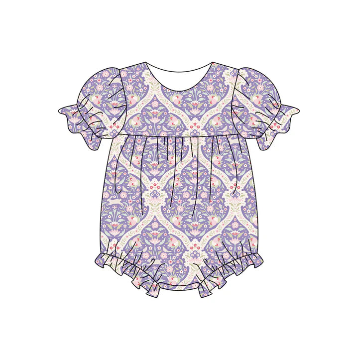 Preorder (moq 5)Baby Girls Flowers Checked Ruffle Rompers 12.5