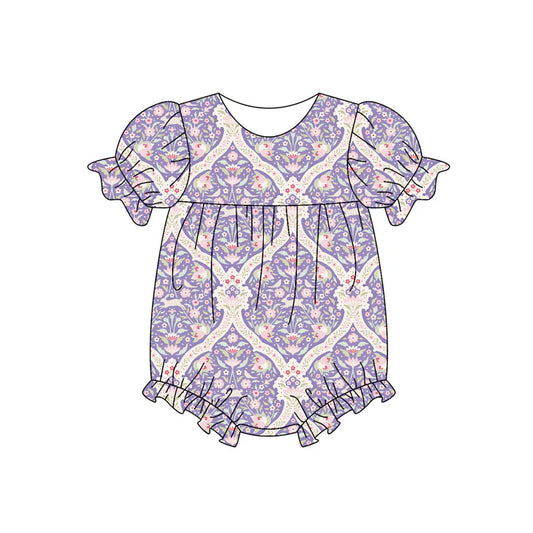 Preorder (moq 5)Baby Girls Flowers Checked Ruffle Rompers 12.5