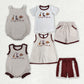 Sibling Baby Kids It's Alright to Be Little Bitty Stripe Top Short Western Clothes Set Rompers