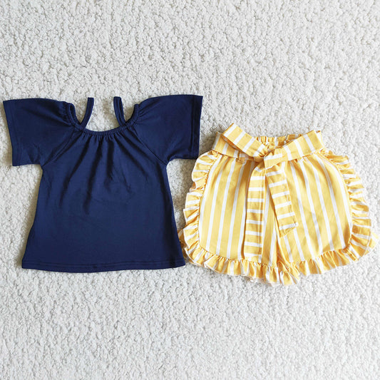 Kids Clothes Girls Summer Outfits Belt Design Cute Toddler Baby Girls Clothes D4-28