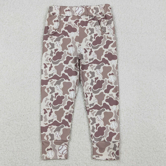 Baby Boys Pants Khaki Camo Baseballs Team Pockets Leggings Pant Bottom P0875 10.21