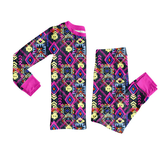 Preorder(moq 5) Baby Girls Aztec Western Top Pants Lounge Wear Pajamas Sets 8.7