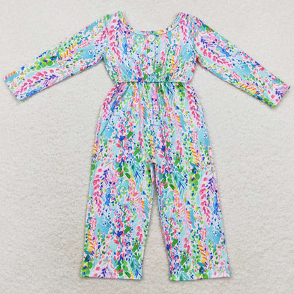 Baby Girls Jumpsuits Flowers Long Sleeve Pockets Jumpsuits LR1141