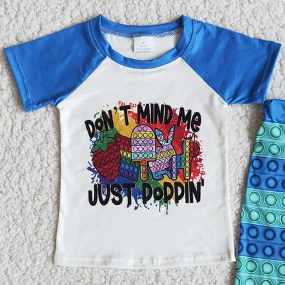 Fashion Kids Clothes Boys Outfits Just Popping Boys Clothing Short Sleeve Pants Sets E10-29