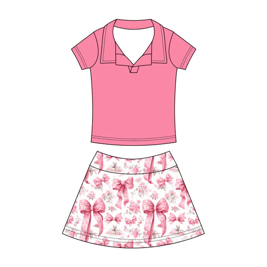 Preorder (moq 5)Baby Girls Button Pullovers Top Colorful Bows Flowers Skirt Shorts Clothes Set 12.19
