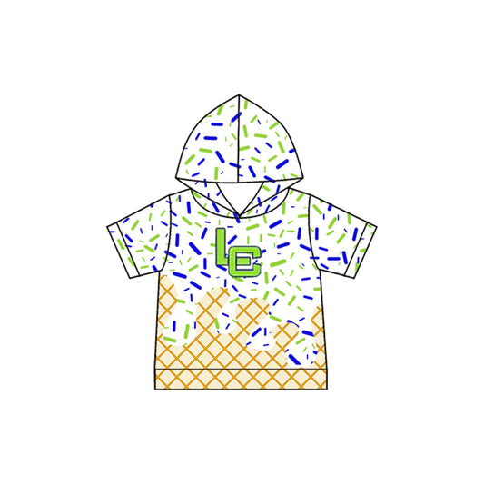Preorder (moq 5)Baby Boys White LC Sprinkles Team Short Sleeve Hooded Tops 7.25