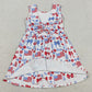 Baby Girls Dress Flower Flags 4th of July Yoga Active Shorts Knee Length Dress GSD3500