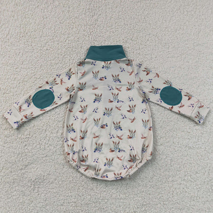 Baby Boys Rompers Long Sleeve Ducks Plaid Hunting Zip Rompers LR3052