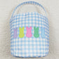 Baby Kids Bags Easter Blue Checkered Bunny Basket Bags BA0161