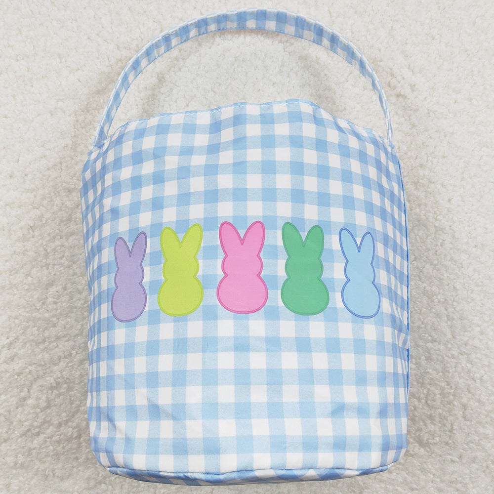 Baby Kids Bags Easter Blue Checkered Bunny Basket Bags BA0161