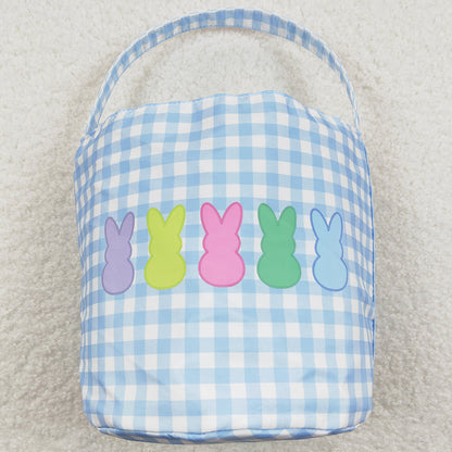 Baby Kids Bags Easter Blue Checkered Bunny Basket Bags BA0161
