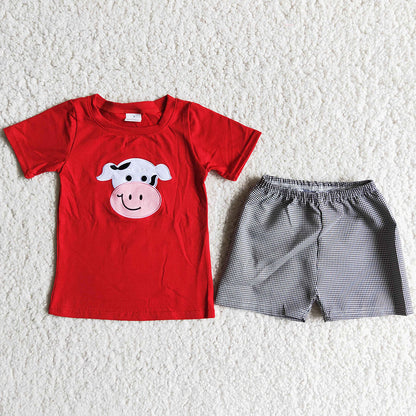 Boutique Baby Boy Clothes Fashion Kids Clothes Embroidery Boys Summer Set D13-1