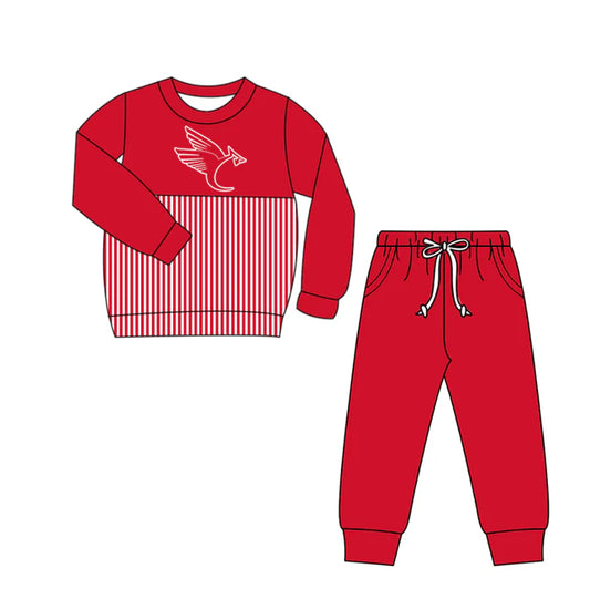 Preorder(moq 5)Baby Boys Eagles Stripe Top Pockets Jogger Pants Team Clothes Sets 12.17