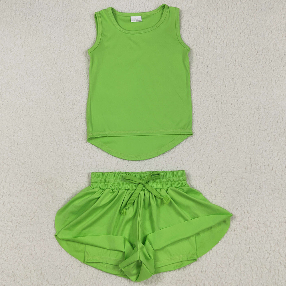 Sibling Baby Girls Clothes Sleeveless Colorful Yoga Vests Top Ruffle Shorts Sets 5.28