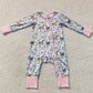 Baby Girls Rompers Long Sleeves Horses Chicks Farm Zip Convertible Rompers LR2401