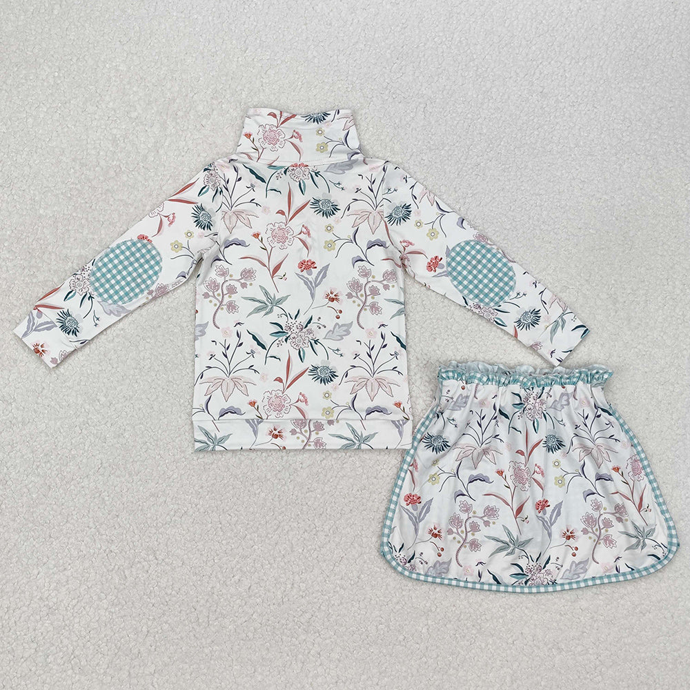 Baby Girls Clothes Flowers Pullovers Top Skort Clothes Sets GLD0973