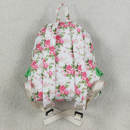 Baby Girls Backpacks Green Checkered Flowers Backpack School Zip Bags BA0218