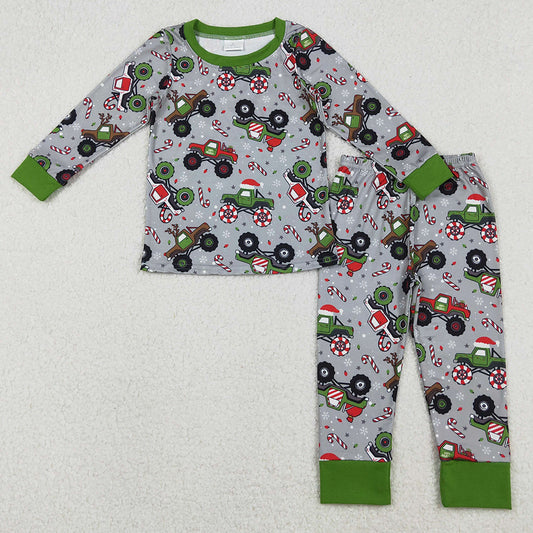 Baby Boys Pajamas Trucks Candy Cane Top Pants Christmas Pajamas Sets BLP1286 11.1