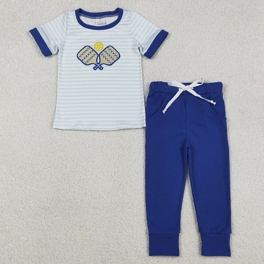 Baby Boys Clothes Embroidery Tennis Balls Stripe Top Pockets Leggings Clothes Sets BSPO0614 12.2