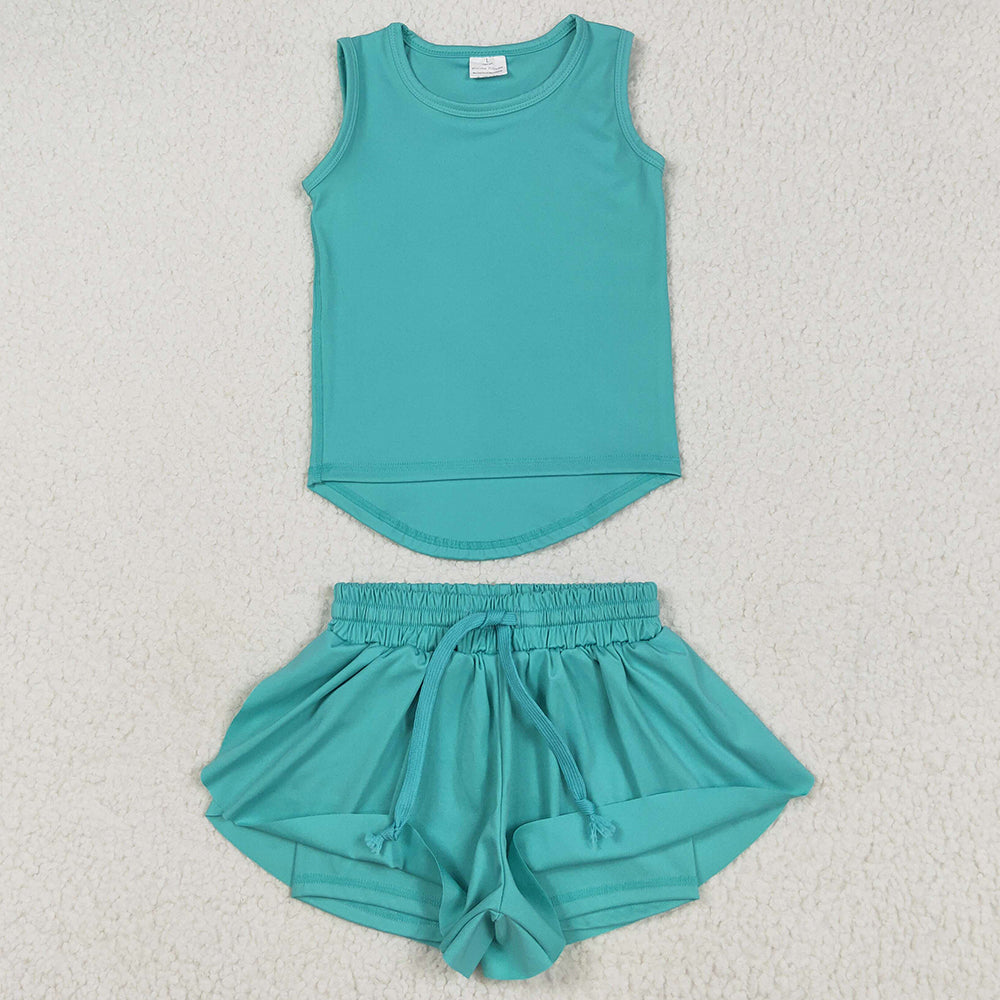 Sibling Baby Girls Clothes Sleeveless Colorful Yoga Vests Top Ruffle Shorts Sets 5.28