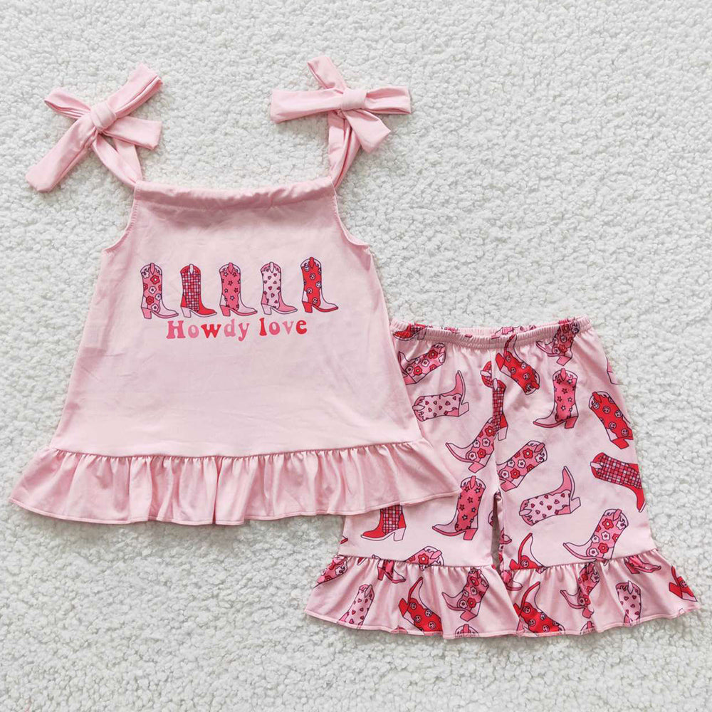 Baby Girls Summer Clothing Howdy Love Ruffle Shorts Sets GSSO0270