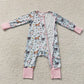 Baby Girls Rompers Long Sleeves Horses Chicks Farm Zip Convertible Rompers LR2401