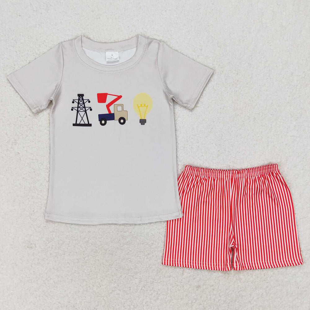 Baby Boys Clothes Construction Light Shirt Summer Shorts Sets BSSO0632