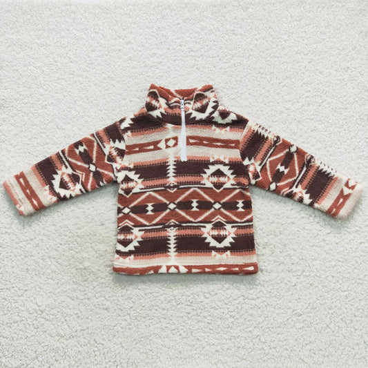 Hot Sale Kids Clothes Coat Aztec Western Thick Zip Pullovers Tops BT0369