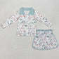 Baby Girls Clothes Flowers Pullovers Top Skort Clothes Sets GLD0973