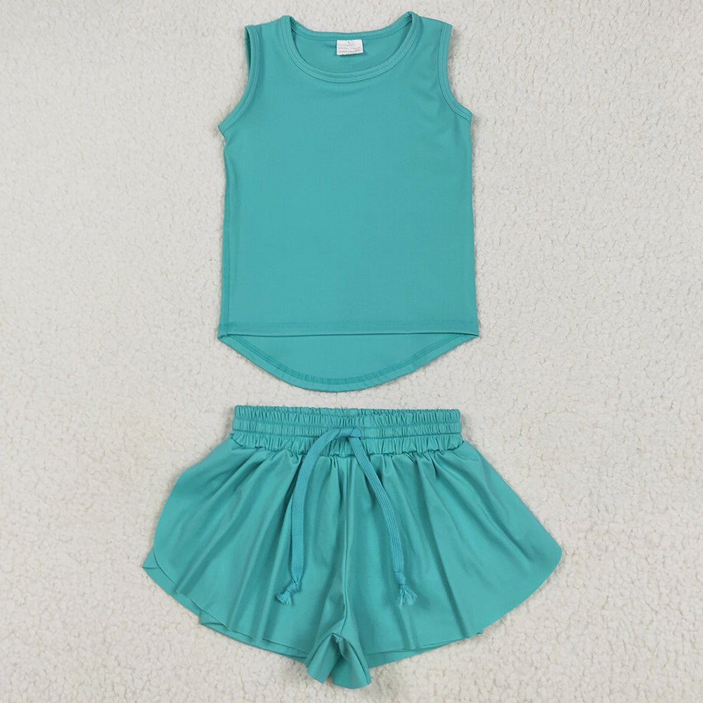 Sibling Baby Girls Clothes Sleeveless Colorful Yoga Vests Top Ruffle Shorts Sets 5.28
