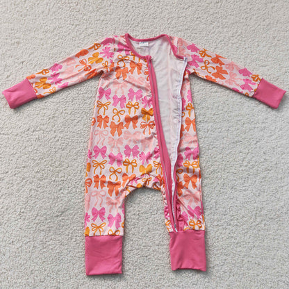 Baby Girls Rompers Long Sleeves Bows Ruffle Zip Convertible Rompers LR2567