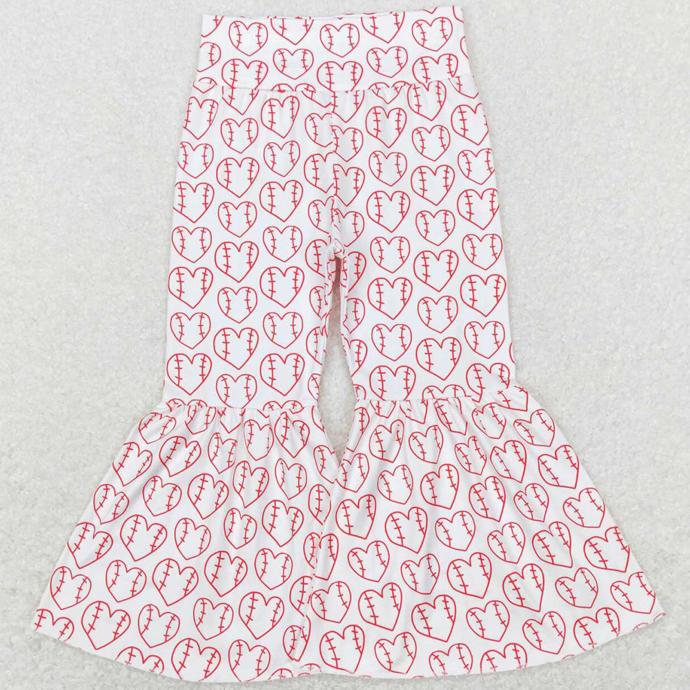 Baby Girls Pants Baseball White Red Bell Flare Pants P0404